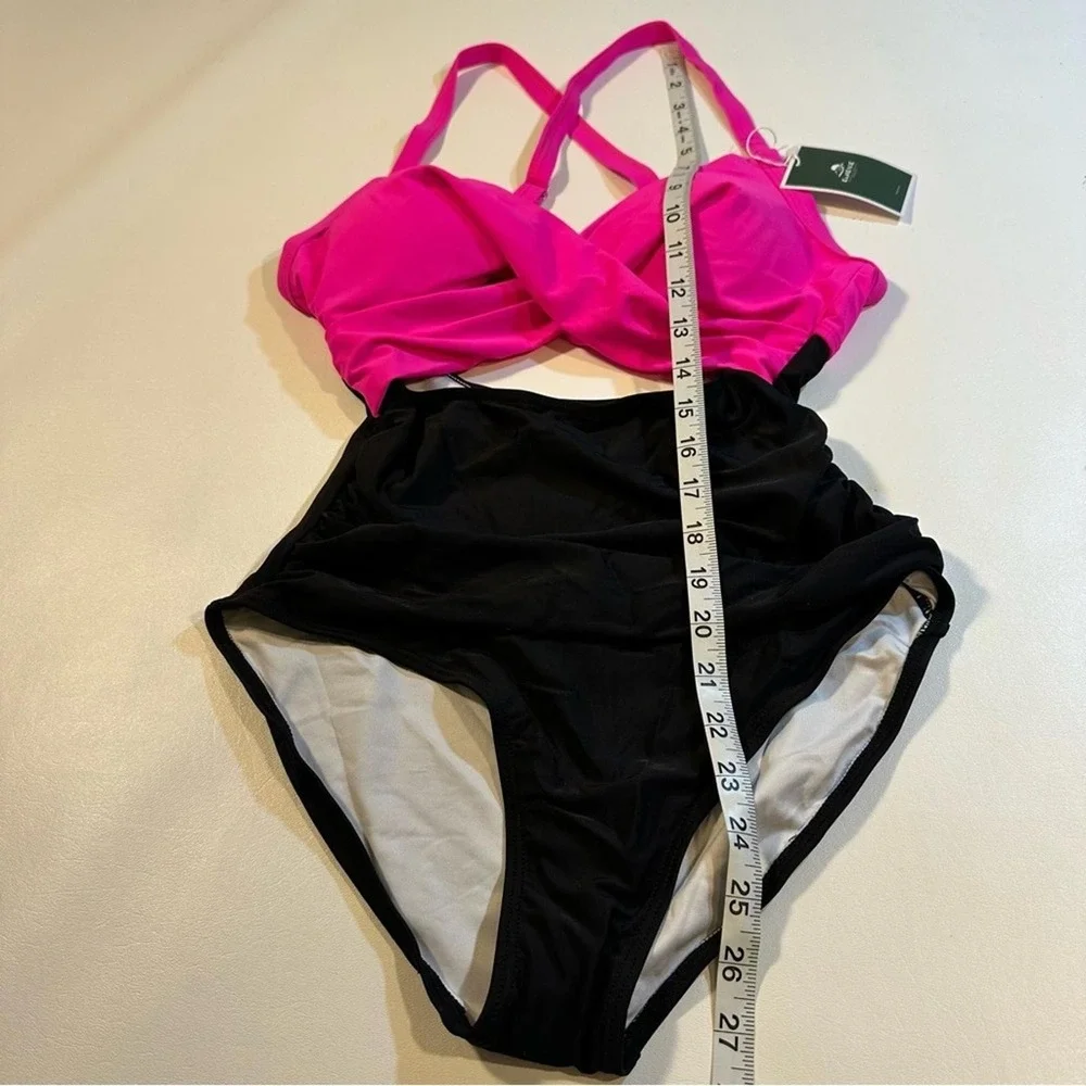 NWT Eomenie Size S Pink Tummy Control High Waist Cutout One‎ Piece Swimsuit